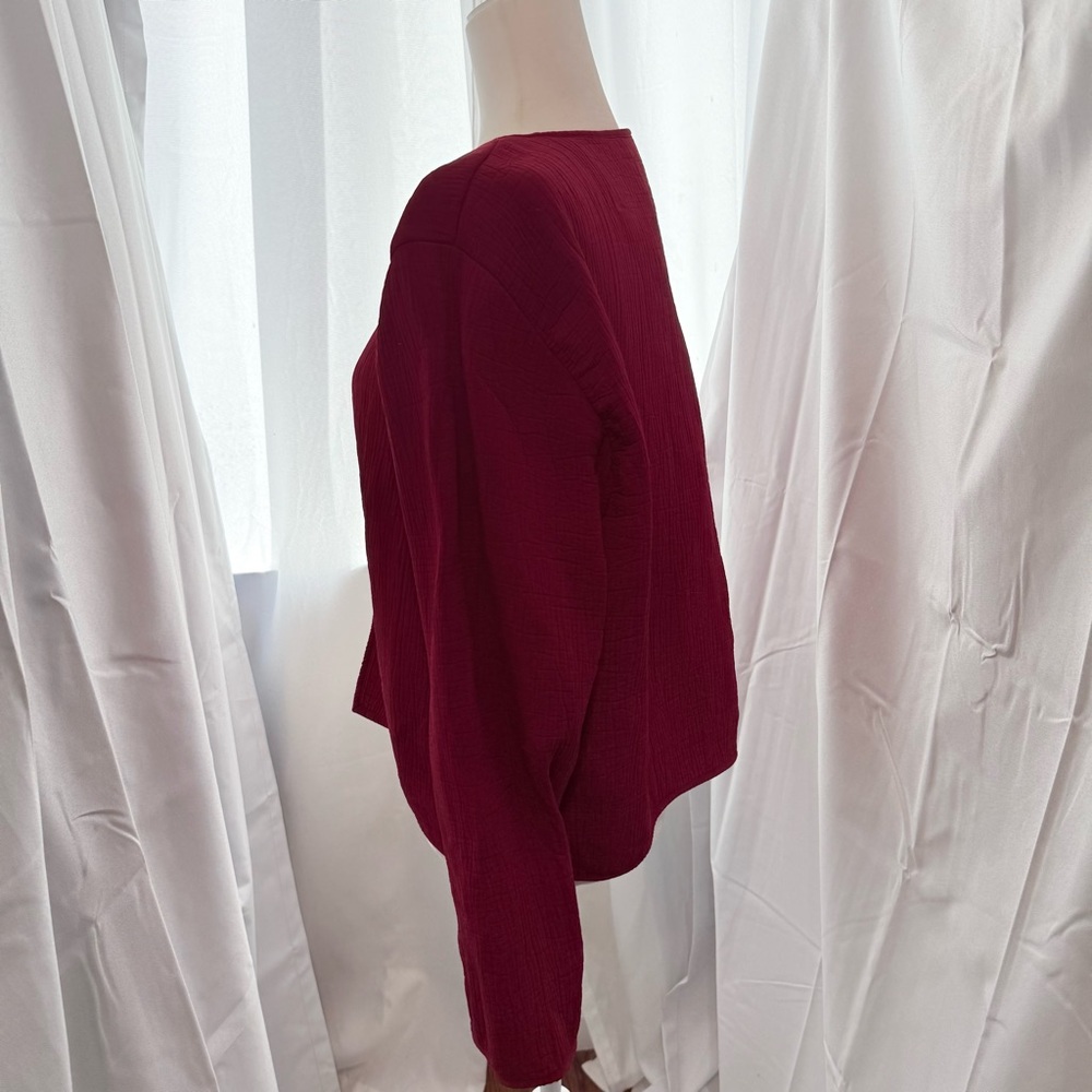 Eileen Fisher Pink/Red Textured Open Front Jacket magnet clasp L - Picture 3 of 9